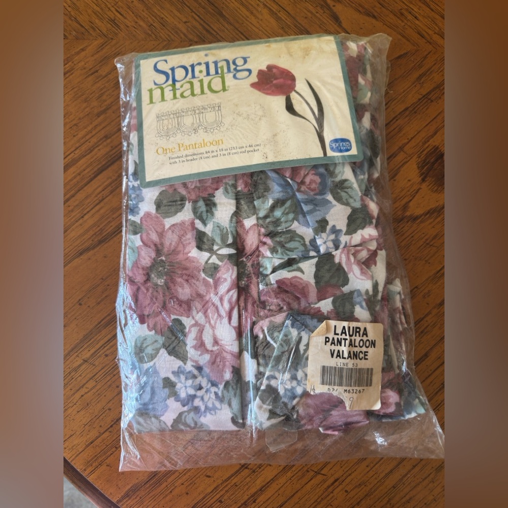 Laura Pantaloons Floral Valance - Pink Blue Green